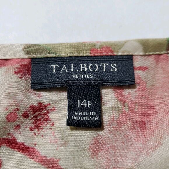Talbots Floral Blouse 14P Ruffle Neck Grannycore Cottagecore Prairie Soft Womens - Picture 7 of 8